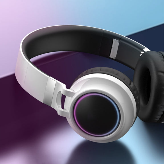 BD01 Colorful LED Bluetooth 5.0 Headphones Foldable Wireless HiFi Stereo Headset with Mic, Support TF Card / 3.5mm AUX(Black)