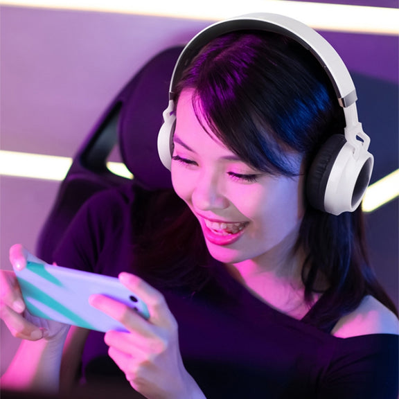 BD01 Colorful LED Bluetooth 5.0 Headphones Foldable Wireless HiFi Stereo Headset with Mic, Support TF Card / 3.5mm AUX(Black)