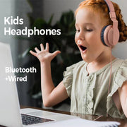 BOBo Kids Gift Bluetooth 5.0 Bass Noise Cancelling Stereo Wireless Headset With Mic, Support TF Card / FM / AUX-in(Blue)