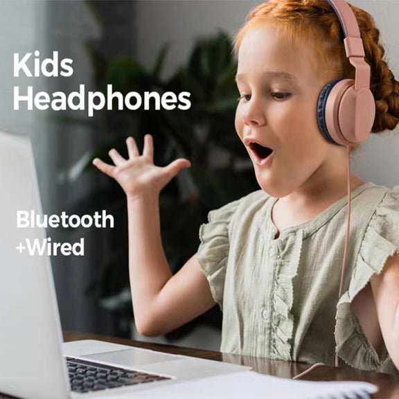 BOBo Kids Gift Bluetooth 5.0 Bass Noise Cancelling Stereo Wireless Headset With Mic, Support TF Card / FM / AUX-in(Blue)