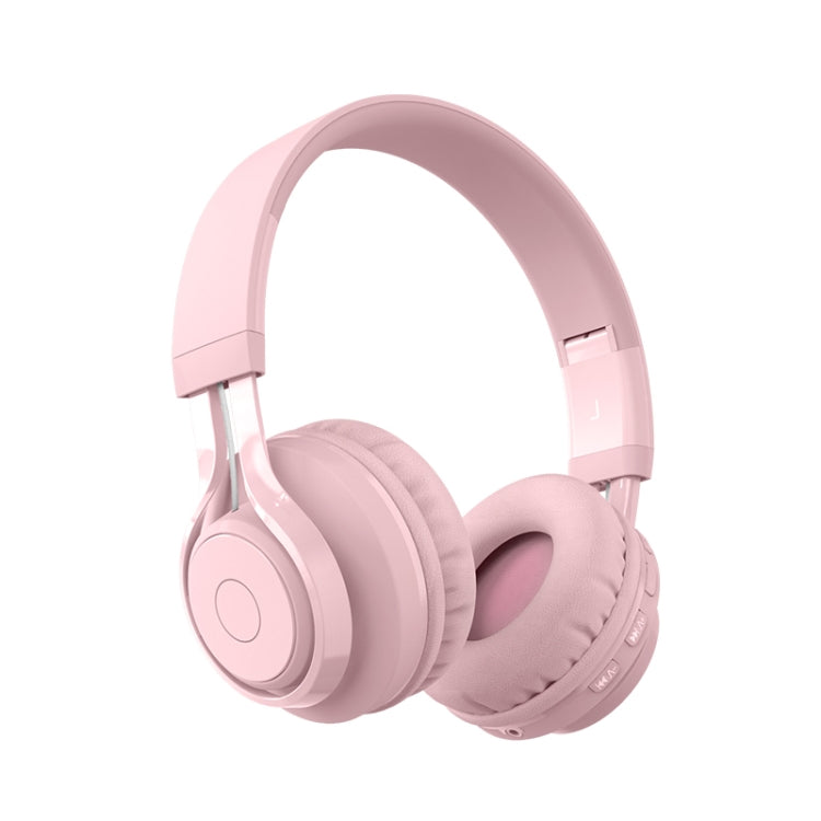 BT06C Cute Wireless Bluetooth 5.0 Headset for Children with Microphone LED Light Suppport Aux-in(Pink)