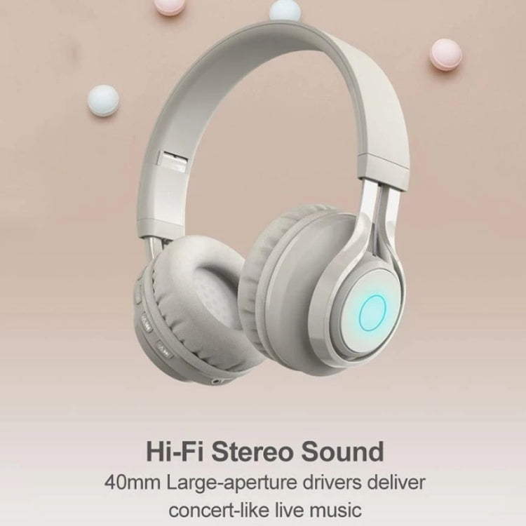 BT06C Cute Wireless Bluetooth 5.0 Headset for Children with Microphone LED Light Suppport Aux-in(Apricot) - Headset & Headphone by PMC TechLife | Online Shopping South Africa | PMC TechLife