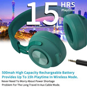 P1 Wireless Bluetooth 5.0 Stereo Soft Leather Earmuffs Foldable Headset Built-in Mic for PC / Cell Phones(Gray)