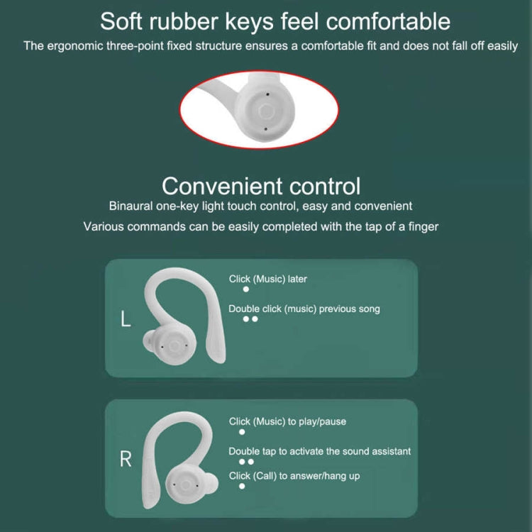 T20 TWS Bluetooth Hooks Wireless Sports Headphones with Charging Box IPX6 Waterproof Noise-cancelling Earphones(Gray) - Bluetooth Earphone by PMC TechLife | Online Shopping South Africa | PMC TechLife