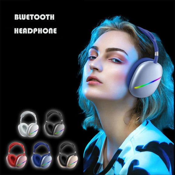 AKZ MAX10 Head-mounted RGB Wireless Bluetooth Music Headset With Microphone, Supports TF Card(Blue)