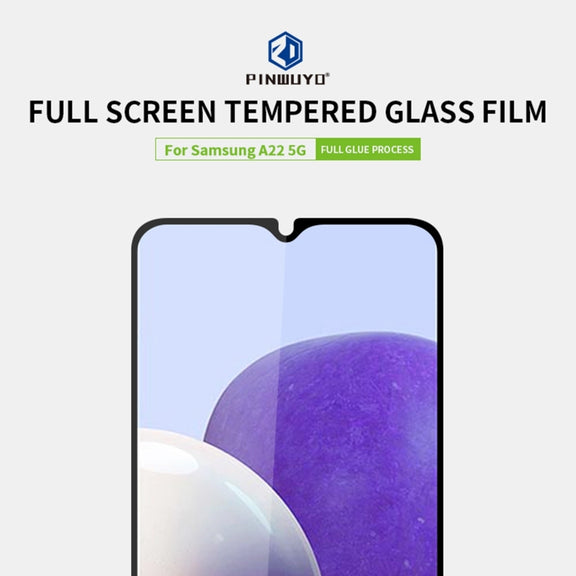 For Samsung Galaxy A22 5G PINWUYO 9H 2.5D Full Screen Tempered Glass Film(Black)