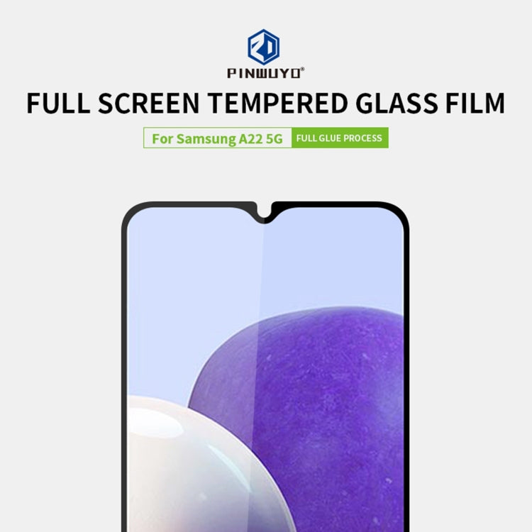 For Samsung Galaxy A22 5G PINWUYO 9H 2.5D Full Screen Tempered Glass Film(Black)