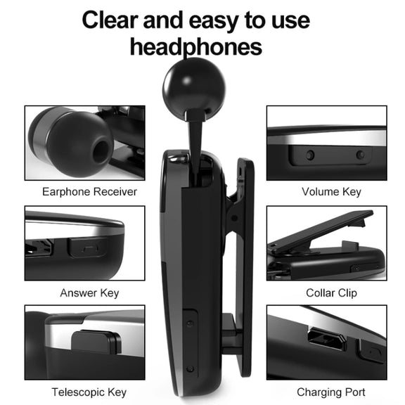 K53 Stereo Wireless Bluetooth Headset Calls Remind Vibration Wear-Clip Driver Auriculares Earphone For Phone(Yellow)