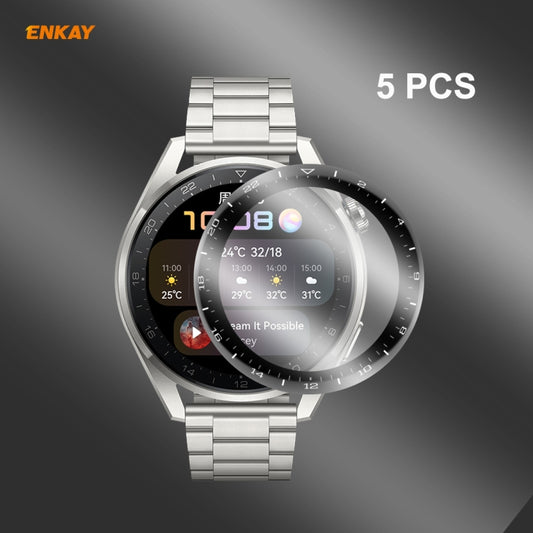 5 PCS For Huawei WATCH 3 Pro 48mm ENKAY Hat-Prince 3D Full Coverage Soft PC Edge + PMMA HD Screen Protector Film - Screen Protector by ENKAY | Online Shopping South Africa | PMC Jewellery | Buy Now Pay Later Mobicred