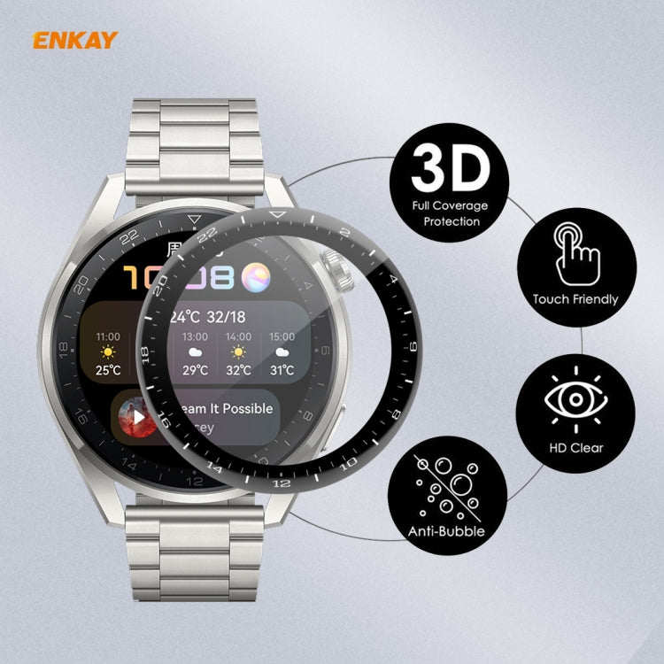 5 PCS For Huawei WATCH 3 Pro 48mm ENKAY Hat-Prince 3D Full Coverage Soft PC Edge + PMMA HD Screen Protector Film