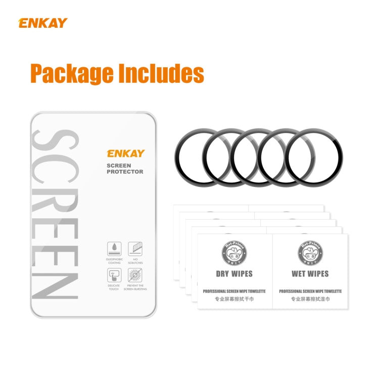 5 PCS For Huawei WATCH 3 46mm ENKAY Hat-Prince 3D Full Coverage Soft PC Edge + PMMA HD Screen Protector Film