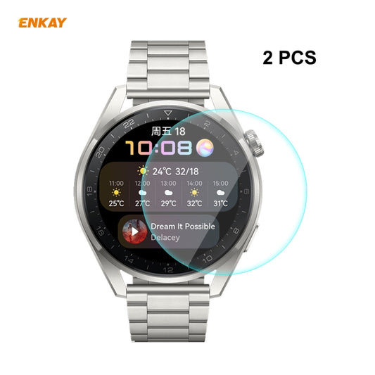 2 PCS For Huawei WATCH 3 Pro 48mm ENKAY Hat-Prince 0.2mm 9H 2.15D Curved Edge Tempered Glass Screen Protector Watch Film - Screen Protector by ENKAY | Online Shopping South Africa | PMC Jewellery | Buy Now Pay Later Mobicred