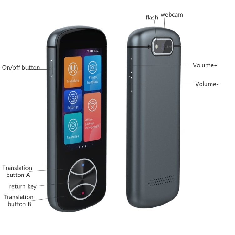 V10 3.0 inch Touch Screen Smart Translator 107 Languages with Offline Translation / Photo Translation(Black) -  by PMC TechLife | Online Shopping South Africa | PMC TechLife | Buy Now Pay Later Mobicred