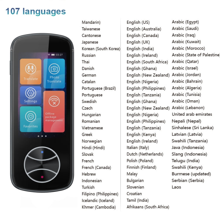 V10 3.0 inch Touch Screen Smart Translator 107 Languages with Offline Translation / Photo Translation(Black) -  by PMC TechLife | Online Shopping South Africa | PMC TechLife | Buy Now Pay Later Mobicred