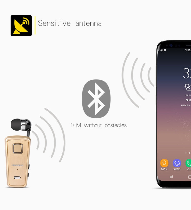 Fineblue F980 CSR4.1 Retractable Cable Caller Vibration Reminder Anti-theft Bluetooth Headset - Bluetooth Earphone by Fineblue | Online Shopping South Africa | PMC TechLife | Buy Now Pay Later Mobicred