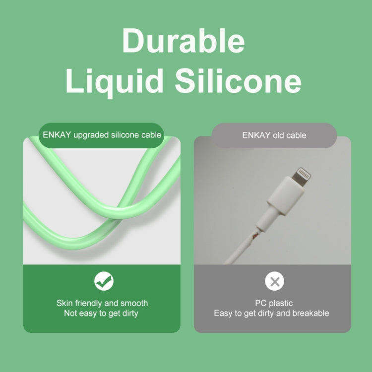 ENKAY Hat-Prince ENK-CB209 PD 20W 3A Type-C to 8 Pin Silicone Data Sync Fast Charging Cable, Cable Length: 1.2m(Green)