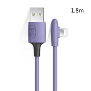 ENKAY Hat-Prince ENK-CB211 2.4A USB to 8 Pin 90 Degree Elbow Silicone Data Sync Fast Charging Cable, Cable Length: 1.8m(Purple)