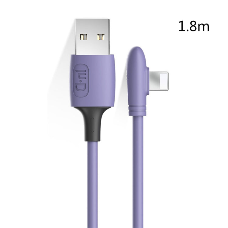 ENKAY Hat-Prince ENK-CB211 2.4A USB to 8 Pin 90 Degree Elbow Silicone Data Sync Fast Charging Cable, Cable Length: 1.8m(Purple)