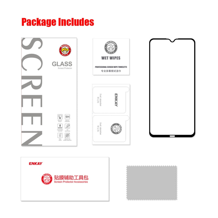 For Xiaomi Redmi Note 8 2021 2 PCS ENKAY Hat-Prince Full Glue 0.26mm 9H 2.5D Tempered Glass Screen Protector Full Coverage Film