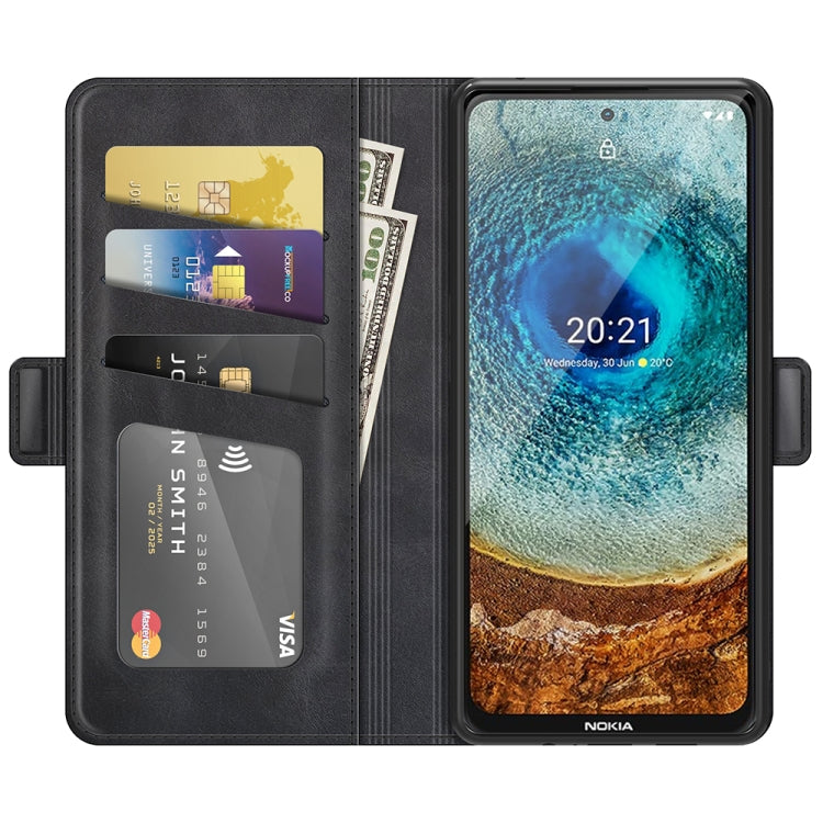For Nokia X10/X20 Dual-side Magnetic Buckle Horizontal Flip Leather Case with Holder & Card Slots & Wallet(Black)