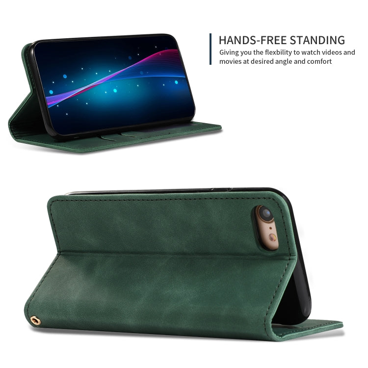 For iPhone SE 2022 / SE 2020 / 8 / 7 Retro Skin Feel Business Magnetic Horizontal Flip Leather Case(Army Green)