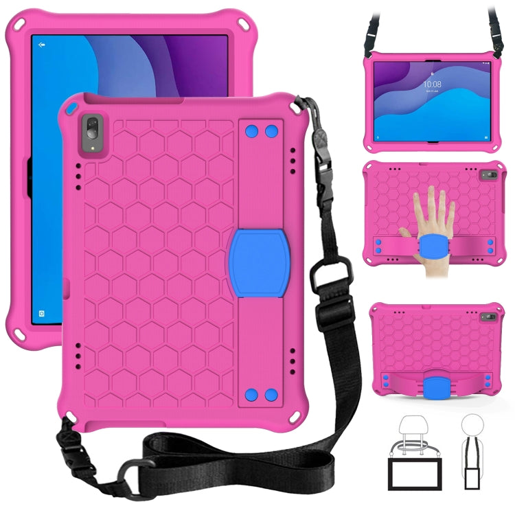 For Lenovo Tab M10 TB-X505X/F Honeycomb Design EVA + PC Material Four Corner Anti Falling Flat Protective Shell with Strap(RoseRed+Blue) - free shipping - PMC TechLife - Order now!