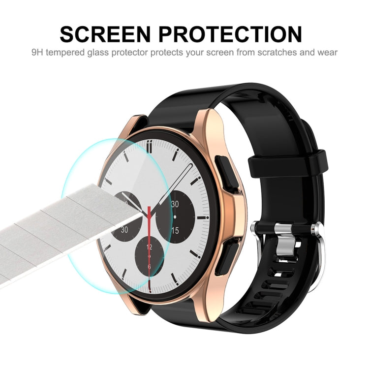 For Samsung Galaxy Watch4 Classic 42mm ENKAY Hat-Prince Full Coverage Electroplate Soft Case TPU HD Clear Cover + Tempered Glass Protector(Pink) - Watch Cases by ENKAY | Online Shopping South Africa | PMC TechLife | Buy Now Pay Later Mobicred