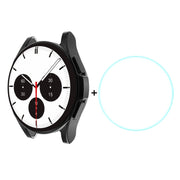 For Samsung Galaxy Watch4 Classic 46mm ENKAY Hat-Prince Full Coverage Electroplate Soft Case TPU HD Clear Cover + Tempered Glass Protector(Black) - Watch Cases by ENKAY