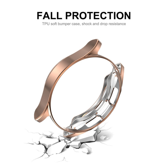 For Samsung Galaxy Watch4 Classic 46mm ENKAY Hat-Prince Full Coverage Electroplate Soft Case TPU HD Clear Cover + Tempered Glass Protector(Pink) - Watch Cases by ENKAY