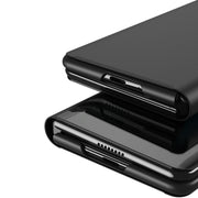 For Samsung Galaxy Z Fold3 Plated Mirror Horizontal Flip Leather Case with Holder(Black)