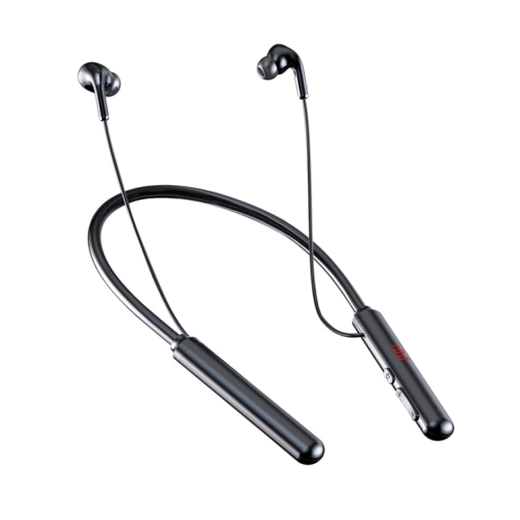 960 Neckband Magnetic Stereo Headphone with LED Display Support TF Card(Black) - Neck-mounted Earphone by PMC TechLife | Online Shopping South Africa | PMC TechLife