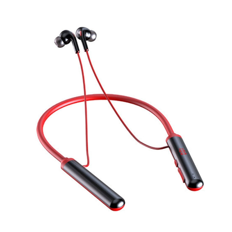 960 Neckband Magnetic Stereo Headphone with LED Display Support TF Card(Red) - Neck-mounted Earphone by PMC TechLife | Online Shopping South Africa | PMC TechLife