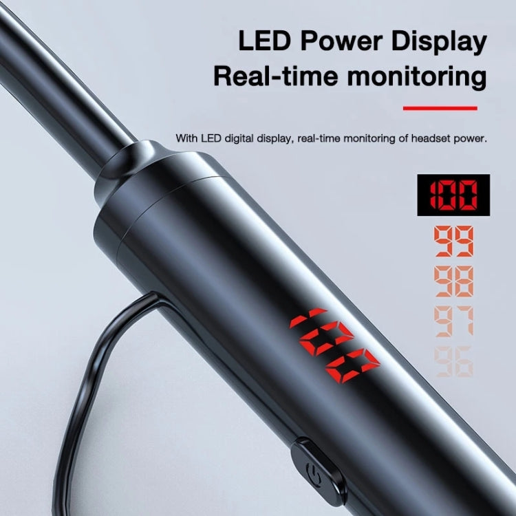 960 Neckband Magnetic Stereo Headphone with LED Display Support TF Card(Black) - Neck-mounted Earphone by PMC TechLife | Online Shopping South Africa | PMC TechLife