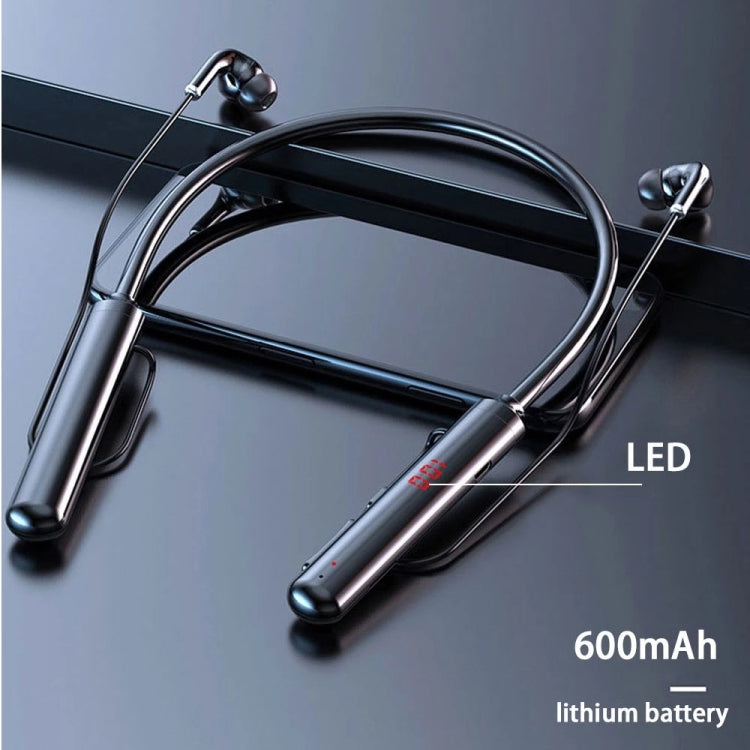 960 Neckband Magnetic Stereo Headphone with LED Display Support TF Card(Red) - Neck-mounted Earphone by PMC TechLife | Online Shopping South Africa | PMC TechLife