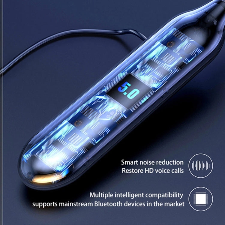 960 Neckband Magnetic Stereo Headphone with LED Display Support TF Card(Black) - Neck-mounted Earphone by PMC TechLife | Online Shopping South Africa | PMC TechLife