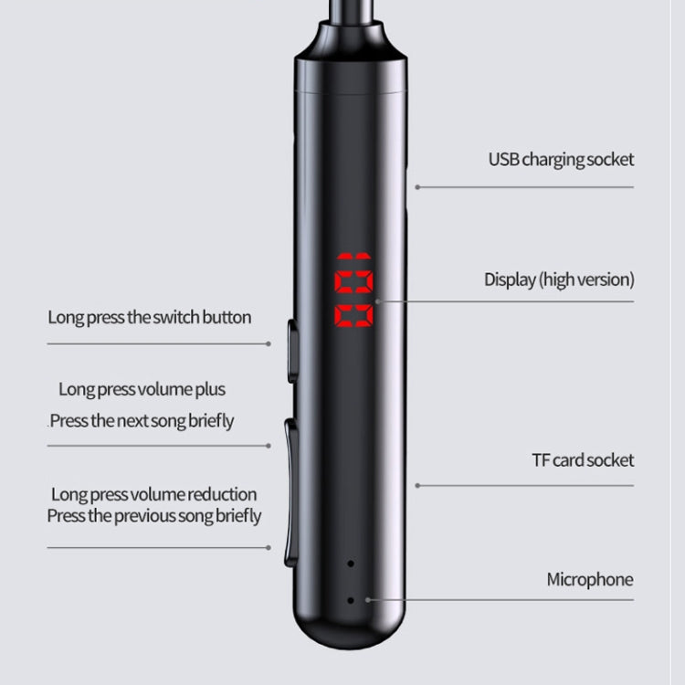 960 Neckband Magnetic Stereo Headphone with LED Display Support TF Card(Black) - Neck-mounted Earphone by PMC TechLife | Online Shopping South Africa | PMC TechLife