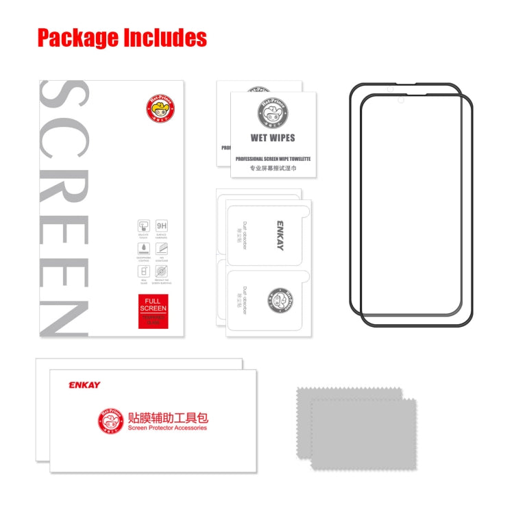 For iPhone 13 Pro Max 2pcs ENKAY Hat-Prince Anti-drop Full Glue Tempered Glass Full Screen Film Anti-fall Protector - iPhone 13 Pro Max Tempered Glass by ENKAY | Online Shopping South Africa | PMC TechLife | Buy Now Pay Later Mobicred