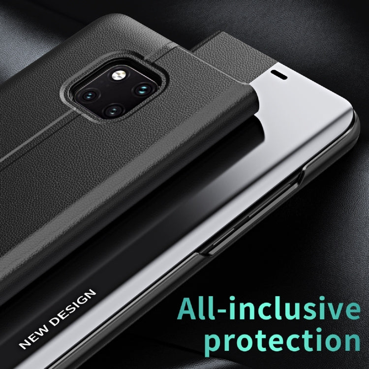 For Huawei P30 Side Electroplated Dormant Ultra-Thin Horizontal Flip Leather Case with Holder(Black) - Huawei Cases by PMC TechLife | Online Shopping South Africa | PMC TechLife | Buy Now Pay Later Mobicred