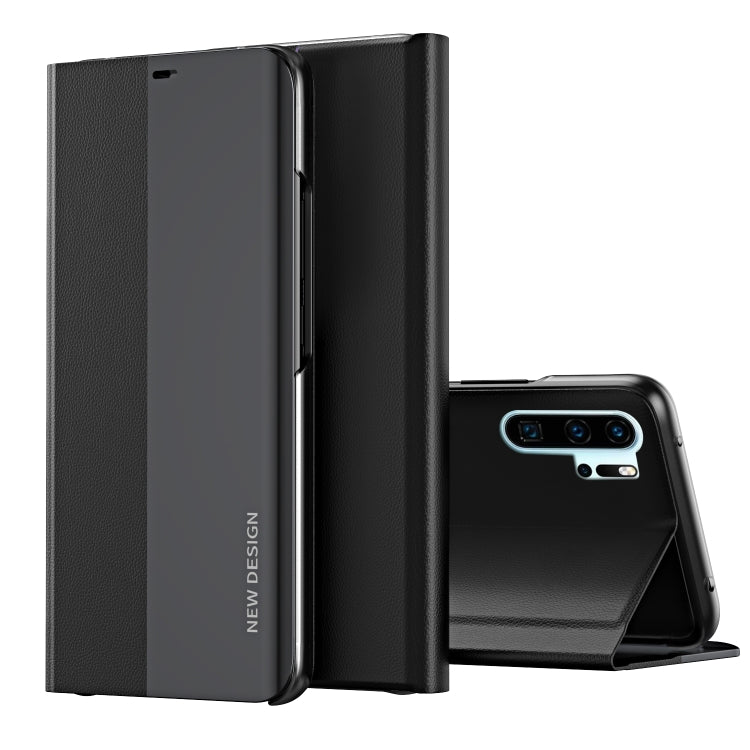 For Huawei P30 Pro Side Electroplated Dormant Ultra-Thin Horizontal Flip Leather Case with Holder(Black) - Huawei Cases by PMC TechLife | Online Shopping South Africa | PMC TechLife | Buy Now Pay Later Mobicred