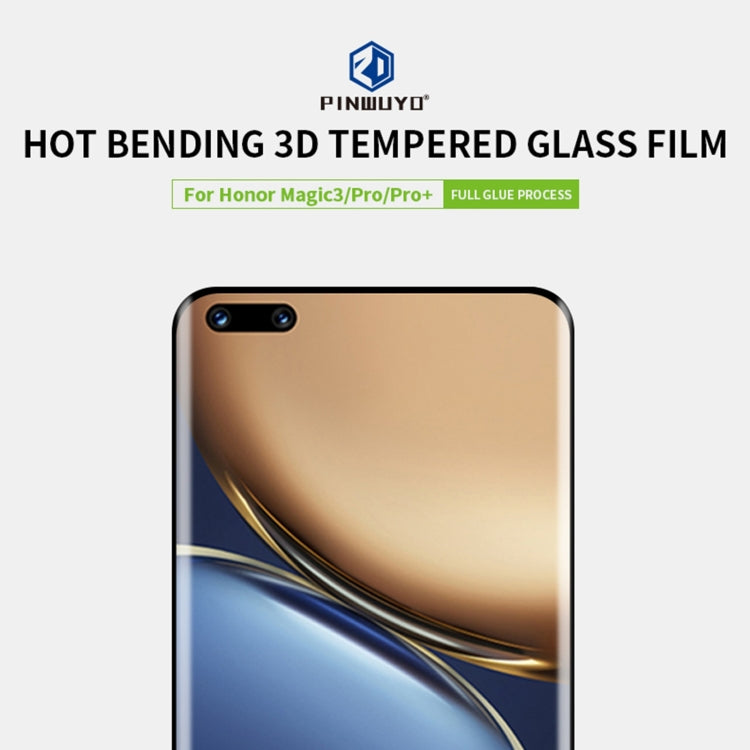For Honor Magic 3 / Magic 3 Pro PINWUYO 9H 3D Hot Bending Tempered Glass Film(Black) - free shipping - PMC TechLife - Order now!