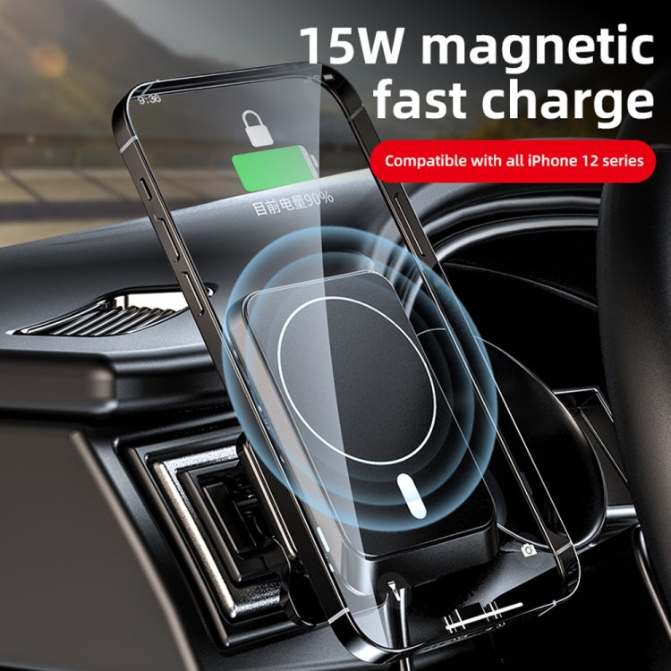 W-987 Magnetic Suction 15W Wireless Charger Car Air Outlet Bracket for iPhone and other Smart Phones(White)