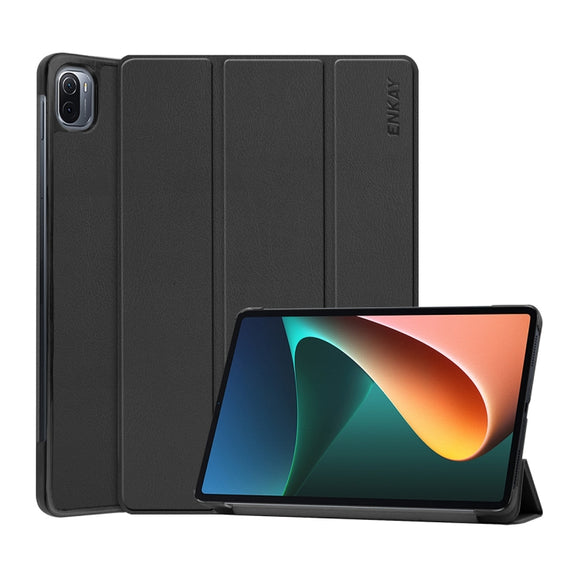 For Xiaomi Mi Pad 5 / 5 Pro ENKAY Custer Texture Horizontal Flip PU+PC Leather Case with Three-folding Holder & Sleep / Wake-up Function(Black)