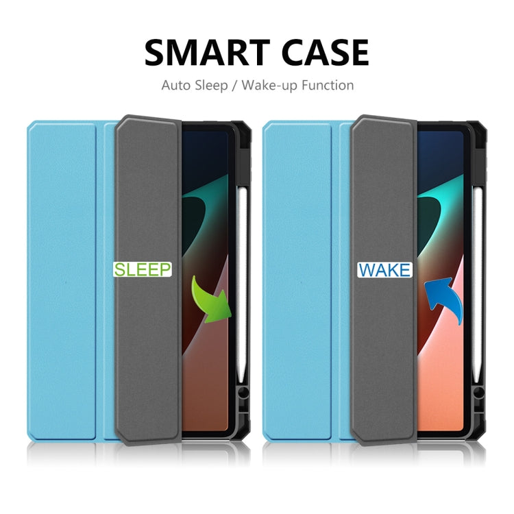 For Xiaomi Mi Pad 5 / 5 Pro ENKAY Custer Texture Horizontal Flip PU+TPU Leather Case with Three-folding Holder & Sleep / Wake-up Function & Pen Holder(Dark Blue) - free shipping - PMC TechLife - Order now!