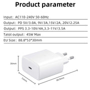 M135 45W USB-C / Type-C Port Fast Charger, EU Plug(Black)