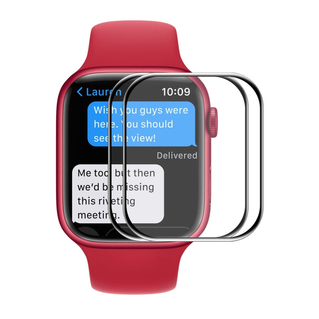2 PCS For Apple Watch Series 7 41mm ENKAY Hat-Prince 3D Full Coverage Soft PC Edge + PMMA HD Screen Protector Film