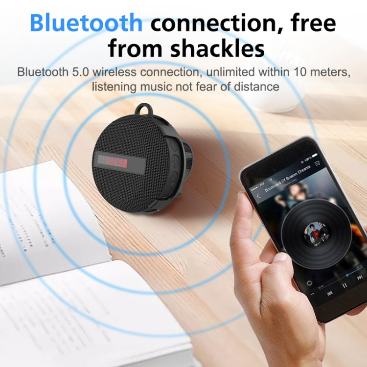 BT368 LED Digital Display Outdoor Portable IPX65 Water-resistant Bluetooth Speaker(Blue)