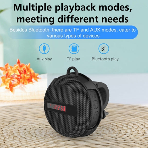 BT368 LED Digital Display Outdoor Portable IPX65 Water-resistant Bluetooth Speaker(Black)