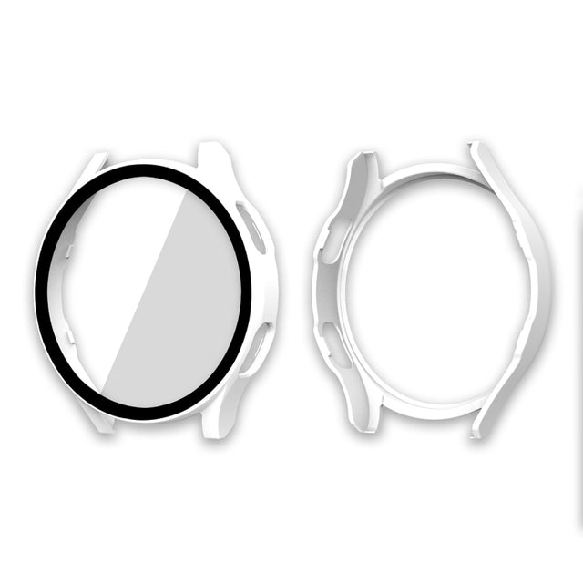 ENKAY Hat-Prince Full Coverage PC Frame + Tempered Glass Protector Composite Case for Samsung Galaxy Watch4 40mm(White) - Watch Cases by ENKAY