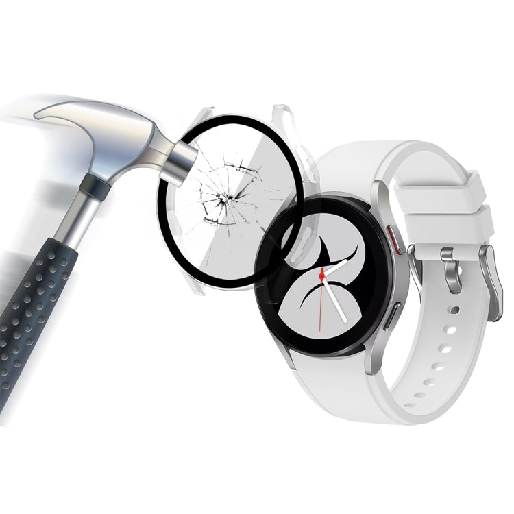 ENKAY Hat-Prince Full Coverage PC Frame + Tempered Glass Protector Composite Case for Samsung Galaxy Watch4 40mm(Transparent) - Watch Cases by ENKAY