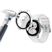 ENKAY Hat-Prince Full Coverage PC Frame + Tempered Glass Protector Composite Case for Samsung Galaxy Watch4 44mm(White) - Watch Cases by ENKAY